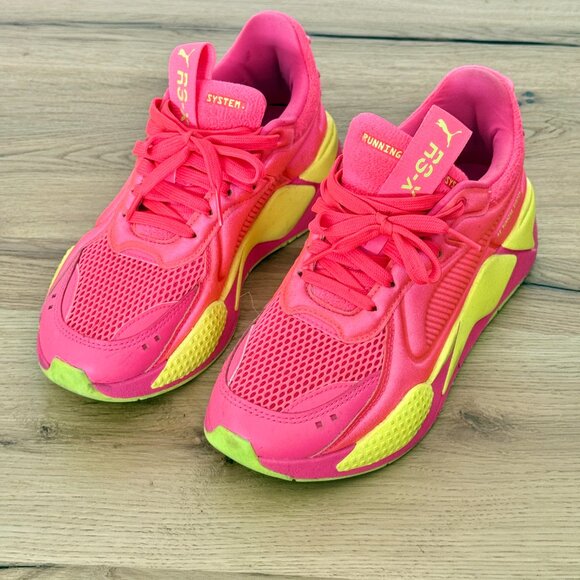 Puma RS-X Soft Case Pink Alert/Yellow Running Shoes 371983-01 Women Size 8 - Picture 2 of 6